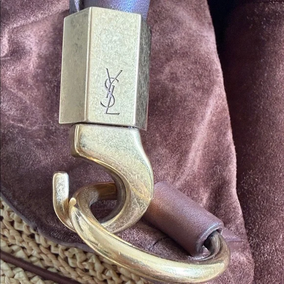 Yves Saint Laurent Roady Natural Raffia Woven Brown Leather Large Hobo bag - Picture 11 of 13